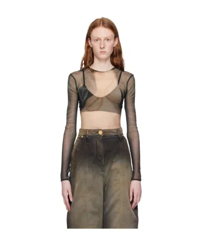 Balmain Long Sleeved T-shirt In Brown