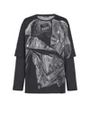 Balmain Motorcycle Jacket Printed Long-sleeved T-shirt In Black
