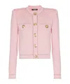 Balmain Long-sleeved Textured Knit Cardigan In Pink