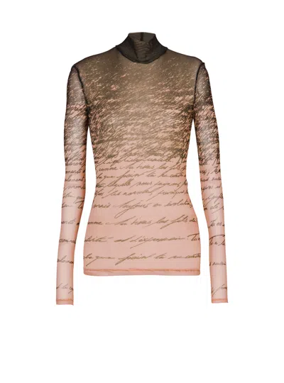 Balmain Long-sleeved Top With "love Letter" Print In Brown