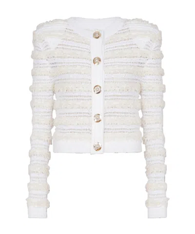 Balmain Long-sleeved Tweed-effect Knit Cardigan