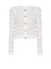 Balmain Tweed Knit Cardigan Featuring Shoulder Pads In Multi