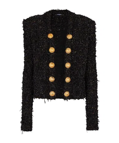 Balmain Women Lurex Tweed Blazer In Black