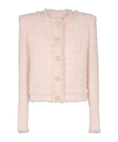 Balmain 5-button Textured Tweed Jacket In Multi