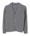 Balmain Long-sleeved V-neck Knitted Cardigan In Gray