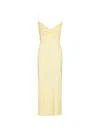 Balmain Long Strappy Dress In Silk Satin In Yellow