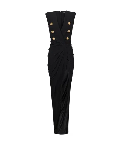 BALMAIN LONG TAILORED CREPE DRESS