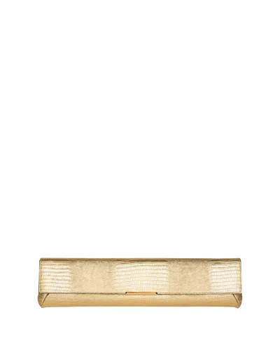 Balmain Long Clutch Bag In Metallic Textured Leather In Pink