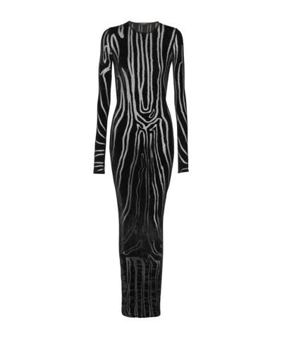 BALMAIN BALMAIN LONG ZEBRA-PRINT VELVET DRESS