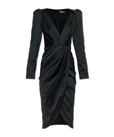 Balmain Long-sleeved Dress In Black