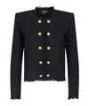 Balmain Tailored Wool-blend Jacket With Sculpted Structure In Black