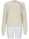 Balmain Elegant Womens Cashmere-wool Sweater With Decorative Buttons In Yellow
