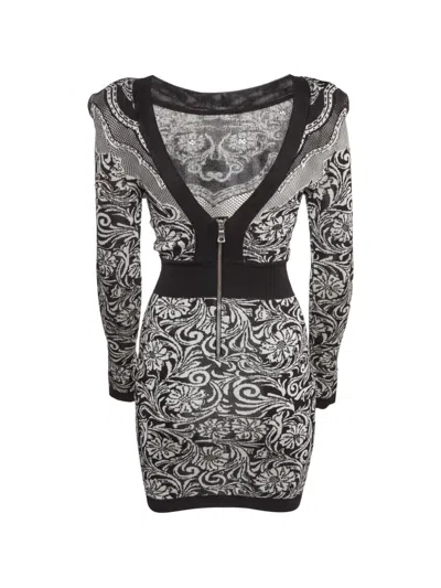 Pre-owned Balmain Long-sleeves Mini Dress In Blue