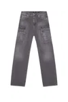 Balmain Loose Cargo Denim Jeans In Gray