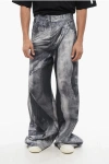 Balmain Loose Fit Jeans With Statue Print 38cm In Gray