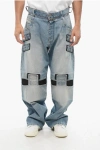 Balmain Loose Fit Jeans With Velcro Details 26cm In Blue