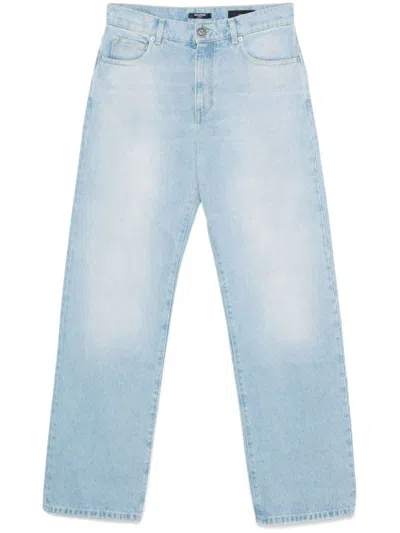 Balmain Straight Leg Denim Trousers In Blue