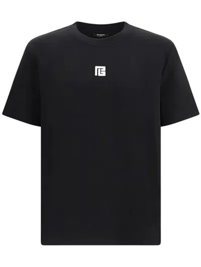 Balmain Short Sleeve Crew Neck Casual Top In Black