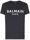 Balmain Black Crewneck T-shirt With Logo Lettering On The Front In Black