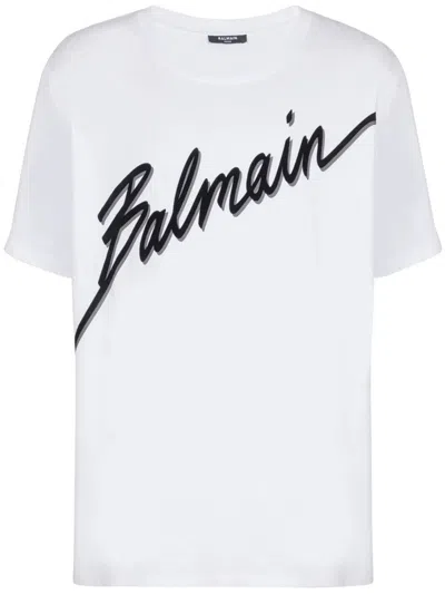 Balmain Loose Ss Tshirt In Blancnoir
