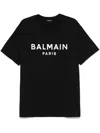 Balmain Black Crewneck T-shirt With Logo Lettering On The Front In Cotton Man