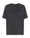 Balmain Black Cotton T-shirt In Gray