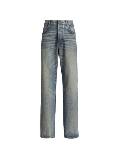 Balmain Loose-fit Jeans In Vintage Blue Denim