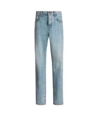 Balmain Loose-fit Jeans In Light Blue Denim In Gray