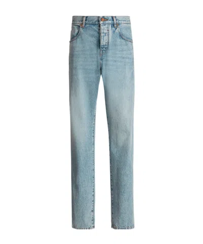 Balmain Loose-fit Jeans In Light Blue Denim In Gray