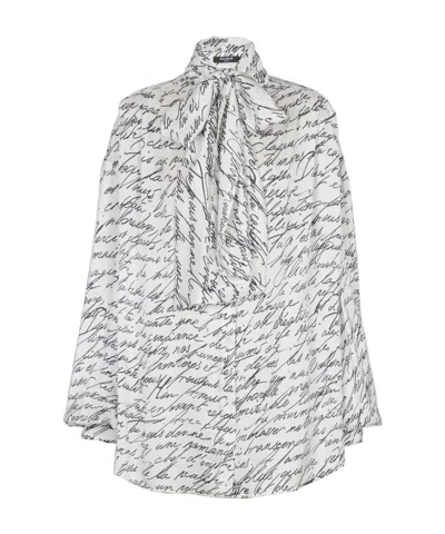 BALMAIN BALMAIN LOGO DETAILED TIE-NECK BLOUSE