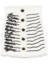Balmain Love Letter-embroidered Tweed Mini Skirt In White