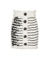 Balmain Love Letter Embroidered Tweed Skirt In White