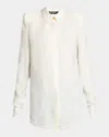 Balmain Love Letter Jacquard Strong-shoulder Shirt In White