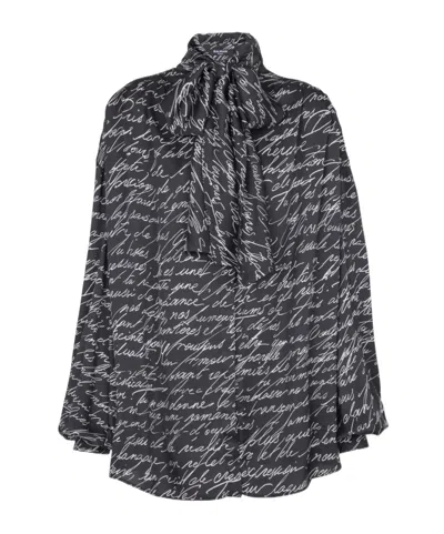 Balmain Love Letter-print Blouse In 黑色