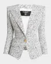 Balmain Women 1 Btn Love Letter Print Tailored Jacket In Whiteblk