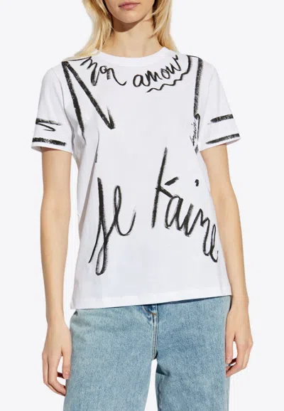 Balmain Love Letter Print T-shirt In White