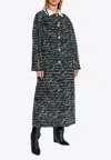 Balmain Love Letter Printed Long Reversible Coat In Black