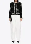 Balmain Love Letter Sequined Jacket In Black