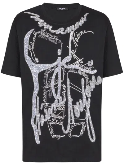 Balmain Love Letter T-shirt In Black
