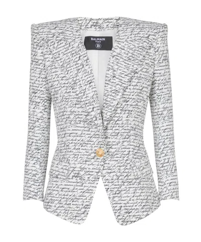 BALMAIN BALMAIN LOVE LETTER PRINTED 1-BUTTON JACKET