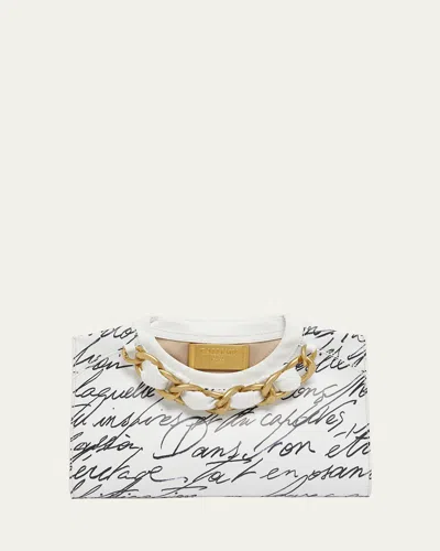 Balmain Love Letter Zip Crewneck Clutch Bag In White
