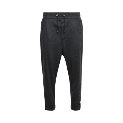 Pre-owned Balmain Low Crotch Elastic Belted Flannel Pants 'gris Gonce' | Black | Men's Size 56