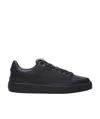 Balmain Black Low Top Sneakers With Logo In Leather In Black
