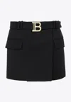 Balmain Low-rise Belted Mini Skirt In Black