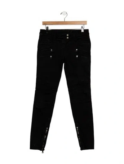 Pre-owned Balmain Low Rise Black Biker Jeans Skinny Leg Jeans