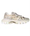Balmain B-east Sneakers In Gray And Gold Suede And Leather In Gray