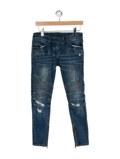 Pre-owned Balmain Low-rise Skinny Leg Jeans In Blue