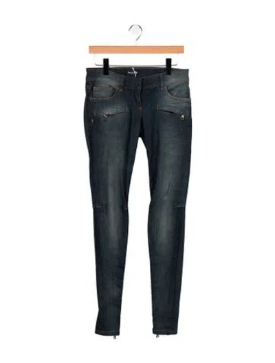 Pre-owned Balmain Low-rise Skinny Leg Jeans In Blue