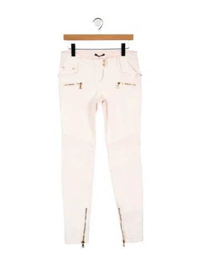 Pre-owned Balmain Low-rise Skinny Leg Jeans In Pink