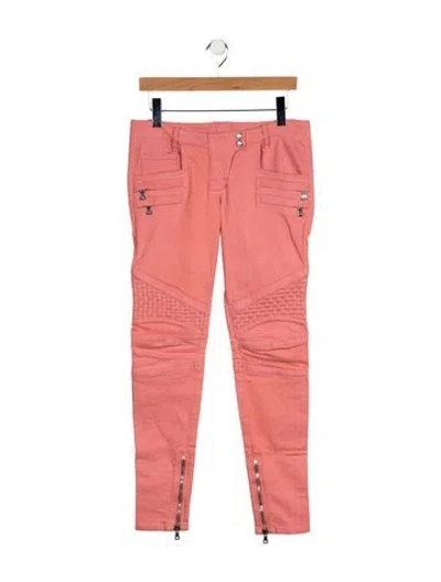 Pre-owned Balmain Low-rise Skinny Leg Jeans In Pink